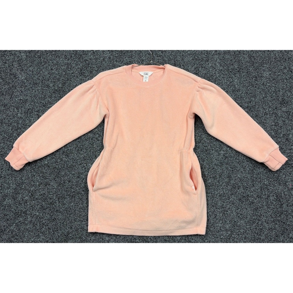 Athleta Girl Dress Girls S 7 Pink Fleece Long Sleeve Pockets Cozy Athleisure